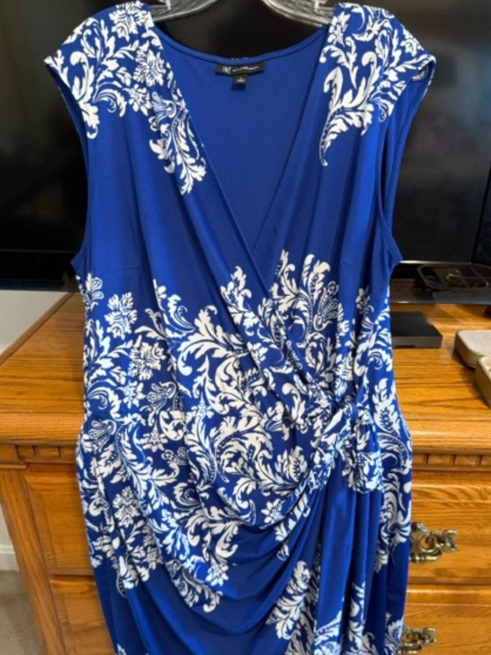 Inc International Concepts Women's Royal Blue, side-Tie Wrap Dress, Size XL